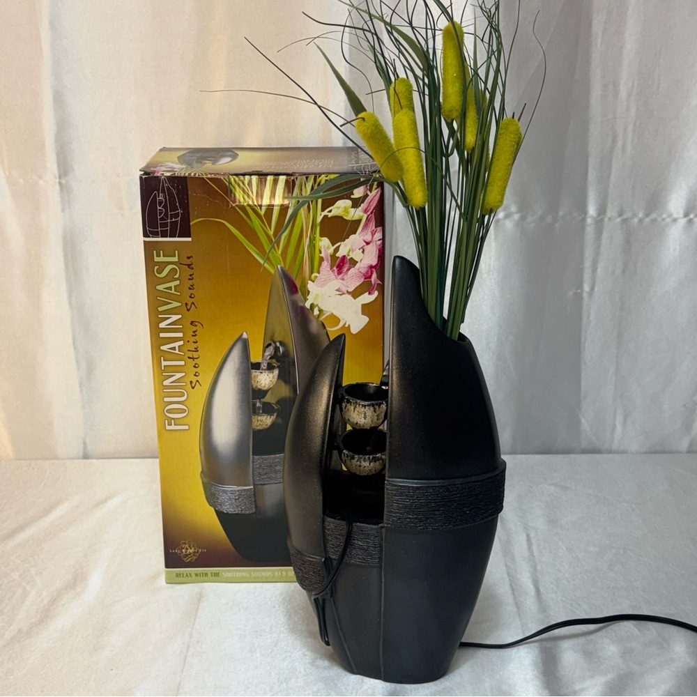 Fountain Vase Tabletop Black Speckled by Loui Michel Cie